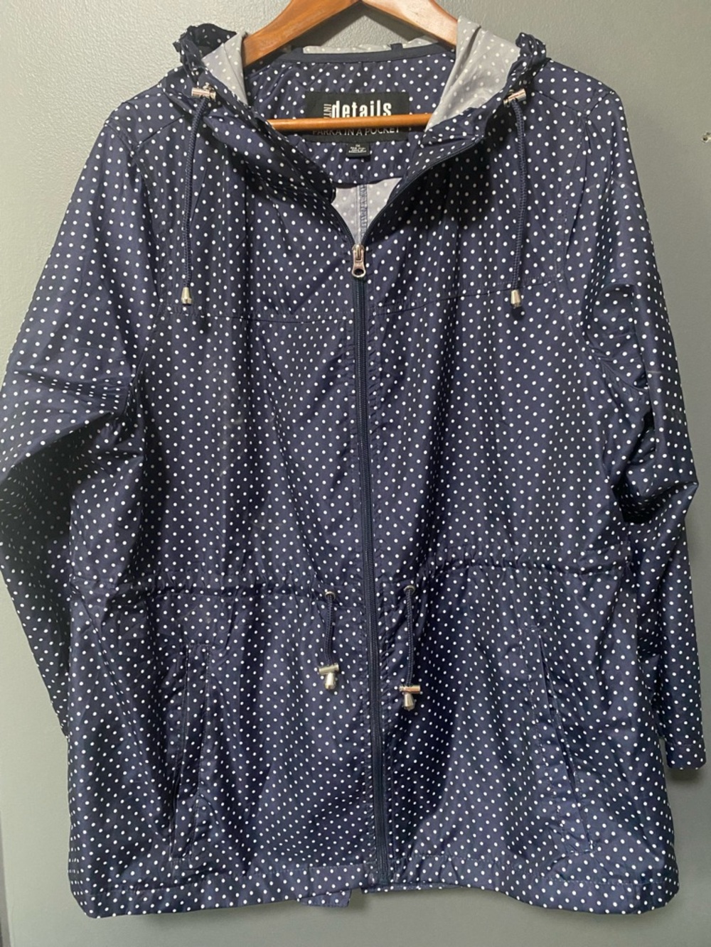 Tail Navy Polka Dot Hooded Utility Jacket